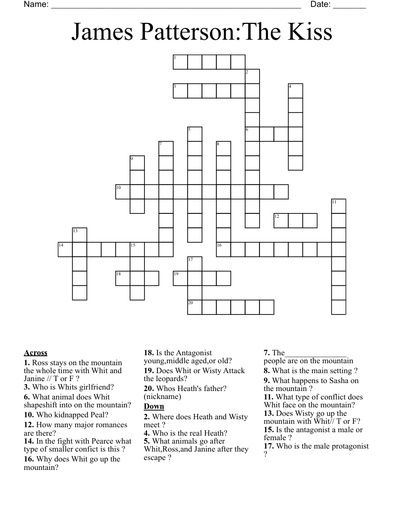 James Patterson:The Kiss  Crossword