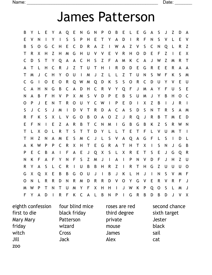 James Patterson Word Search