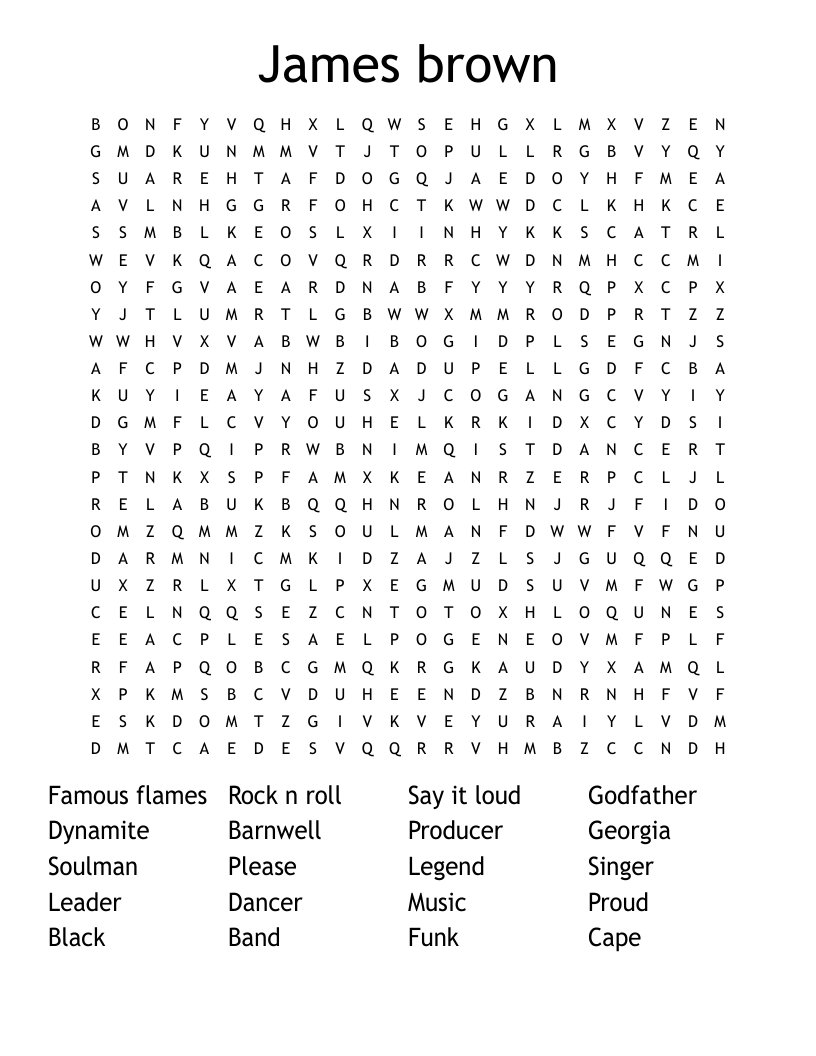 James brown Word Search