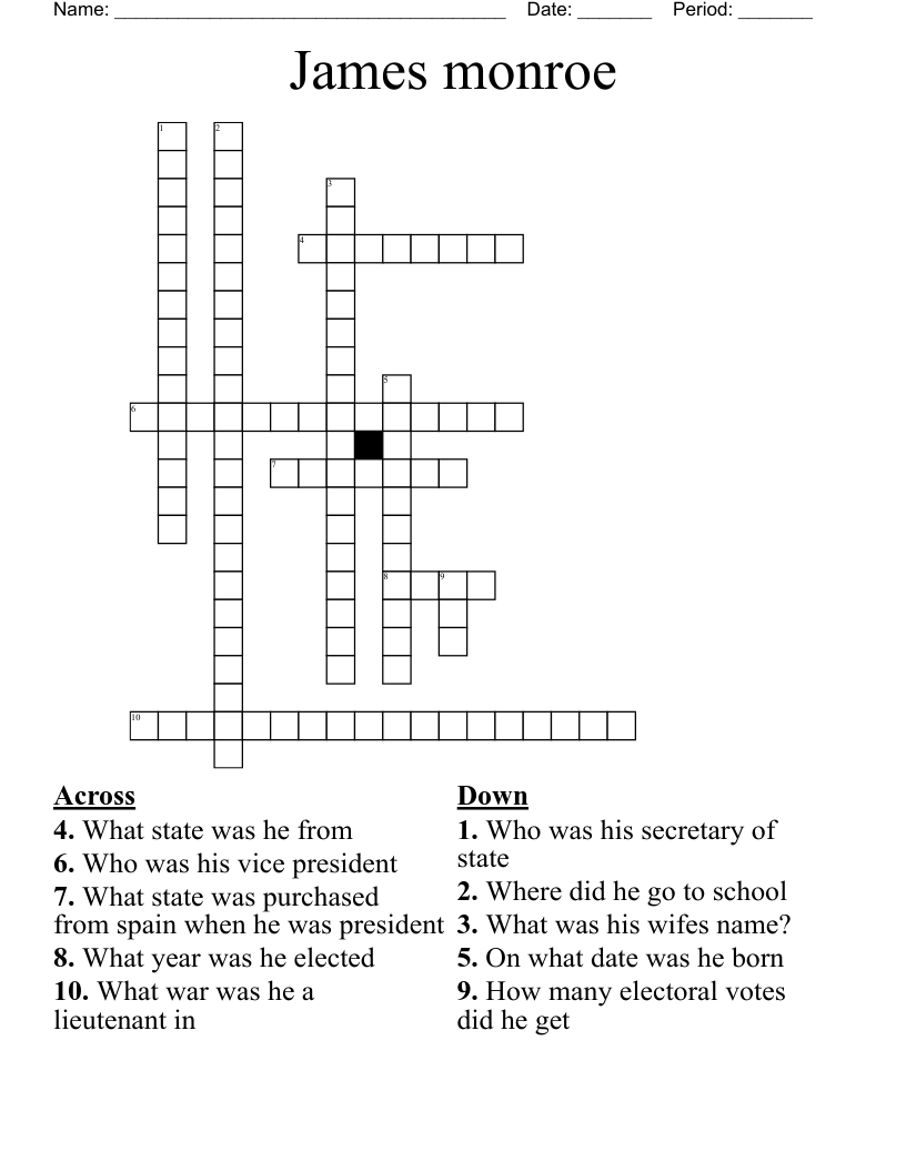 James monroe  Crossword