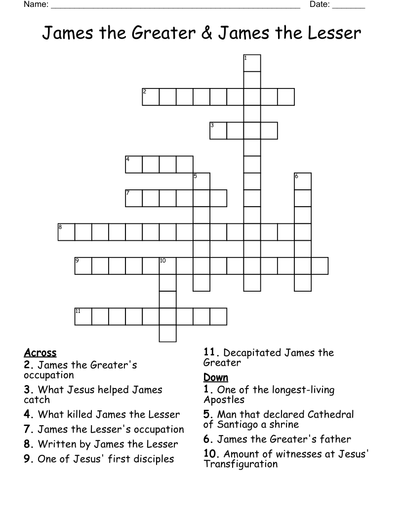 James the Greater & James the Lesser Crossword