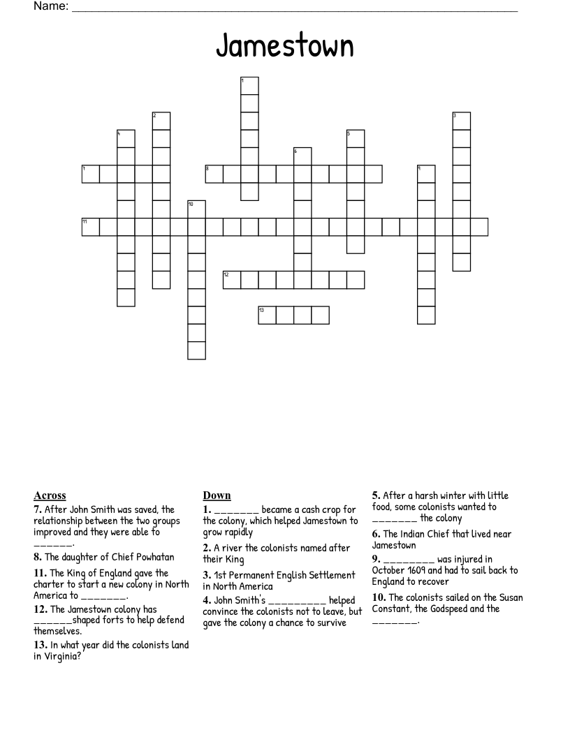 Jamestown Crossword
