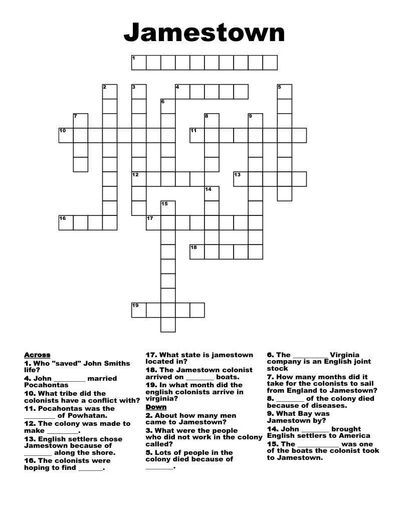 Jamestown Crossword