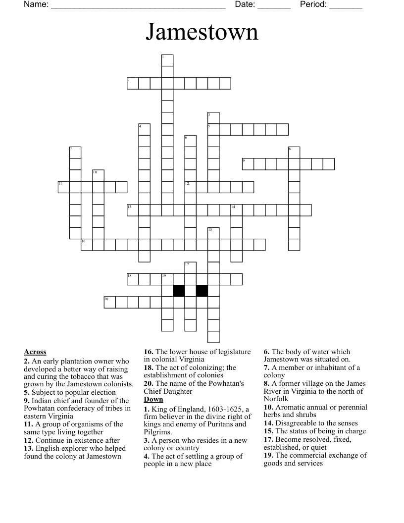 Jamestown Crossword