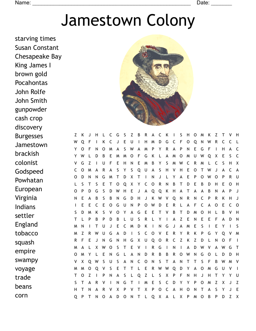 Jamestown Colony Word Search