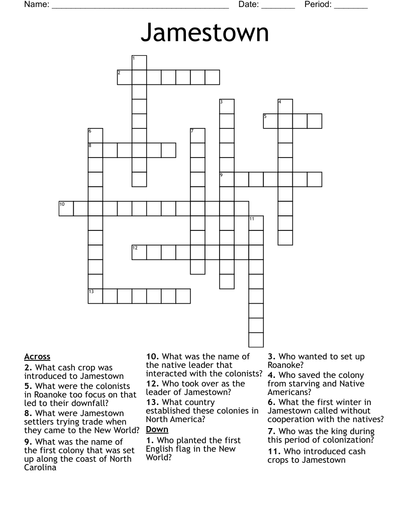 Jamestown  Crossword