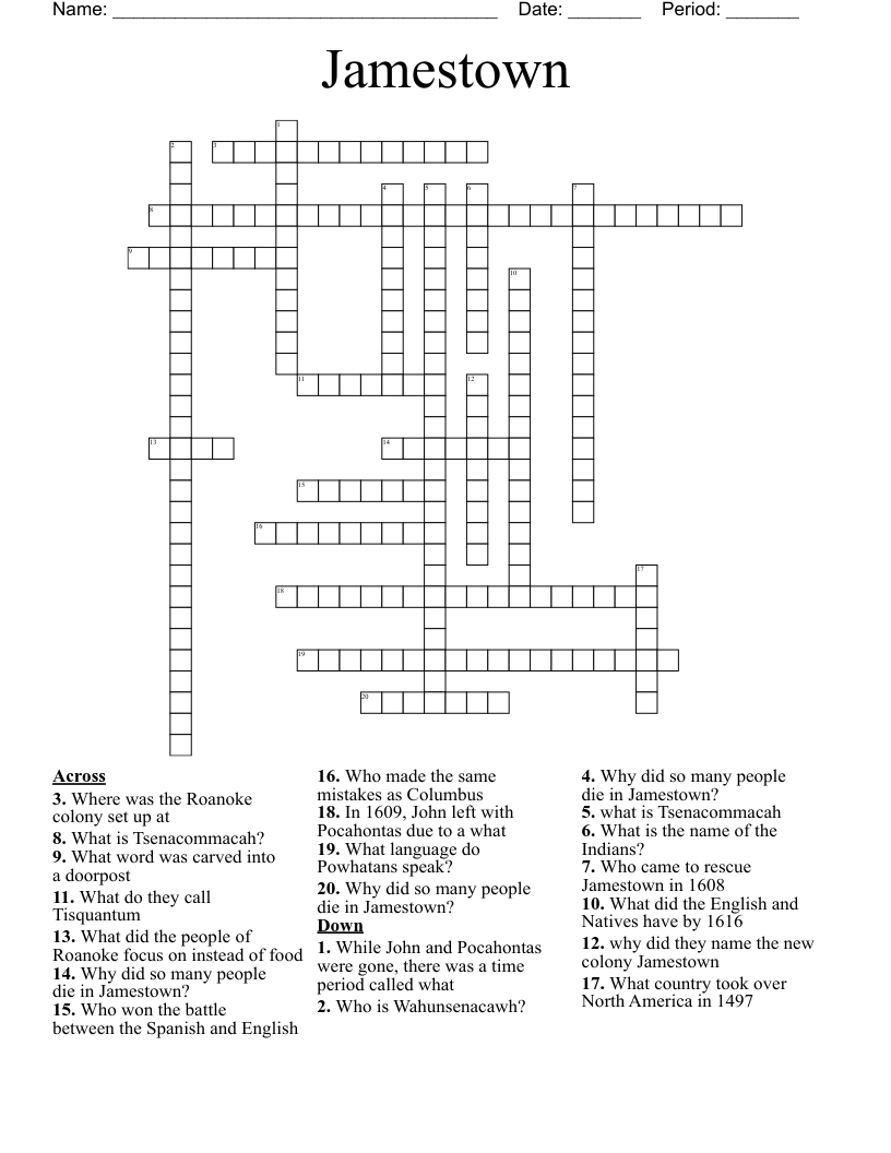 Jamestown  Crossword