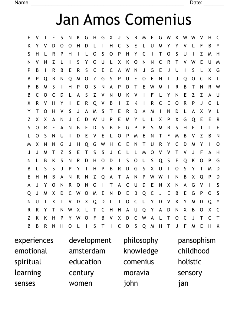 Jan Amos Comenius Word Search