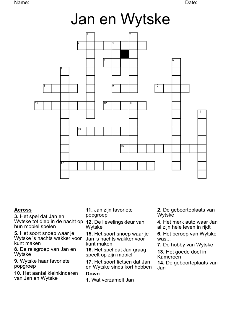 Jan en Wytske Crossword