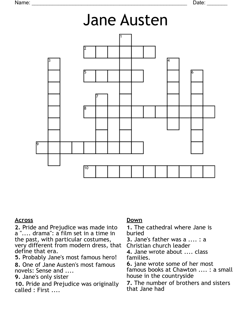 Jane Austen Crossword