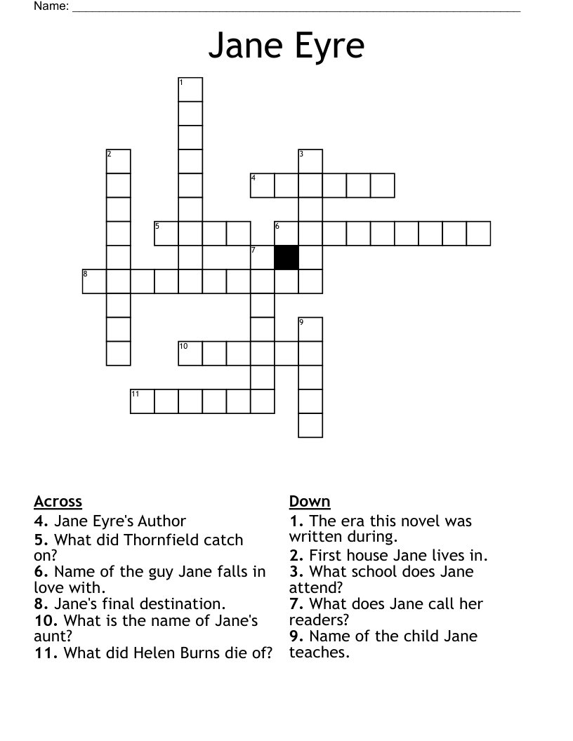 Jane Eyre Crossword