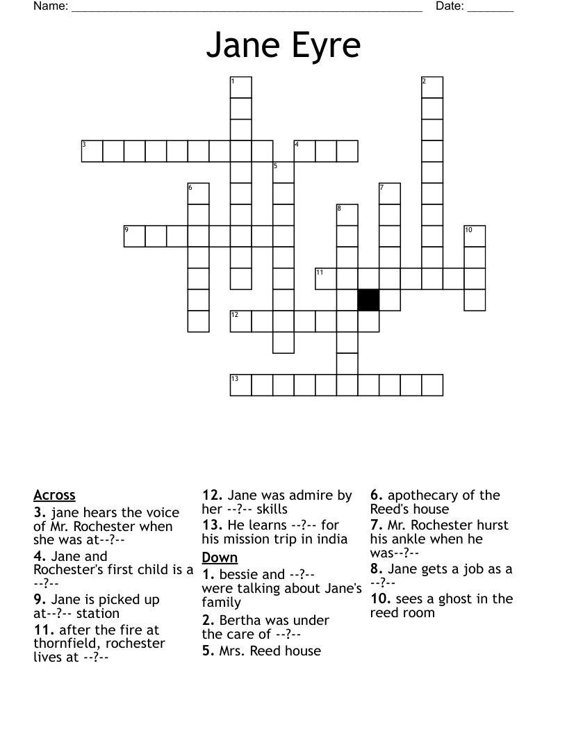 Jane Eyre  Crossword
