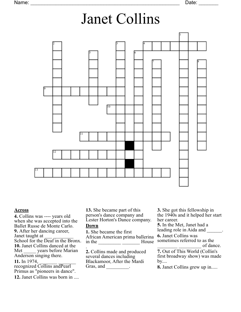 Janet Collins  Crossword