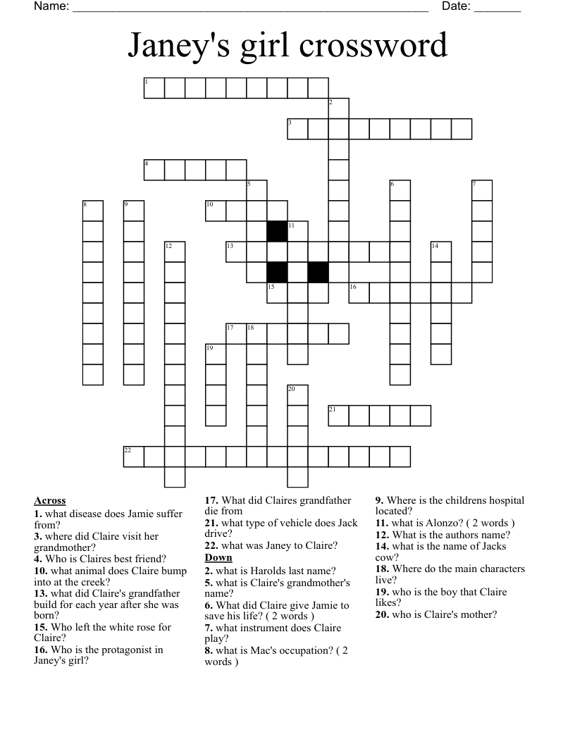Janey's girl crossword