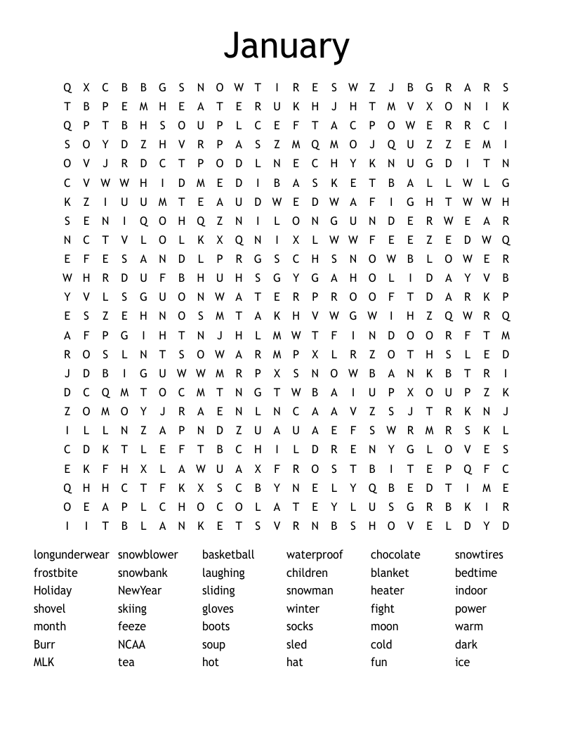 January Word Search