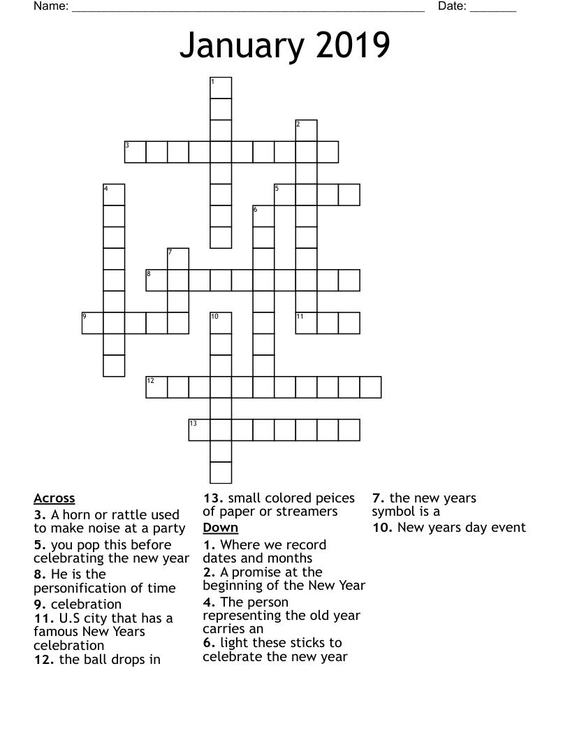 January 2019  Crossword