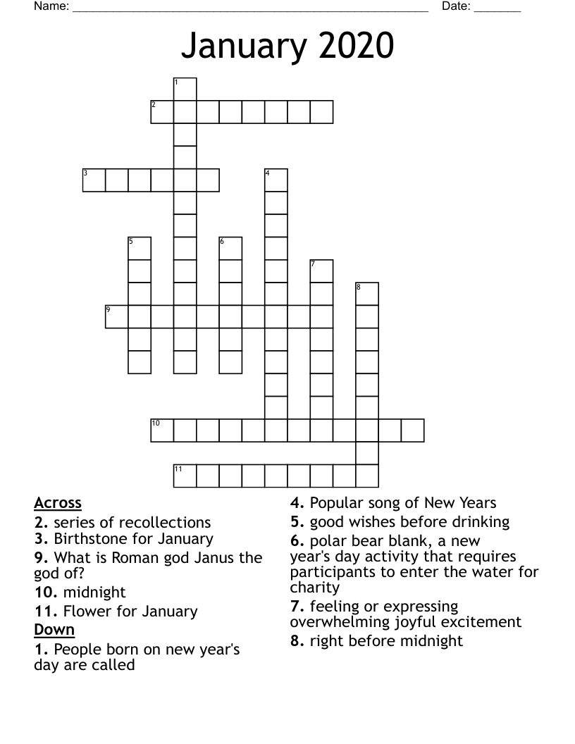 January 2020 Crossword
