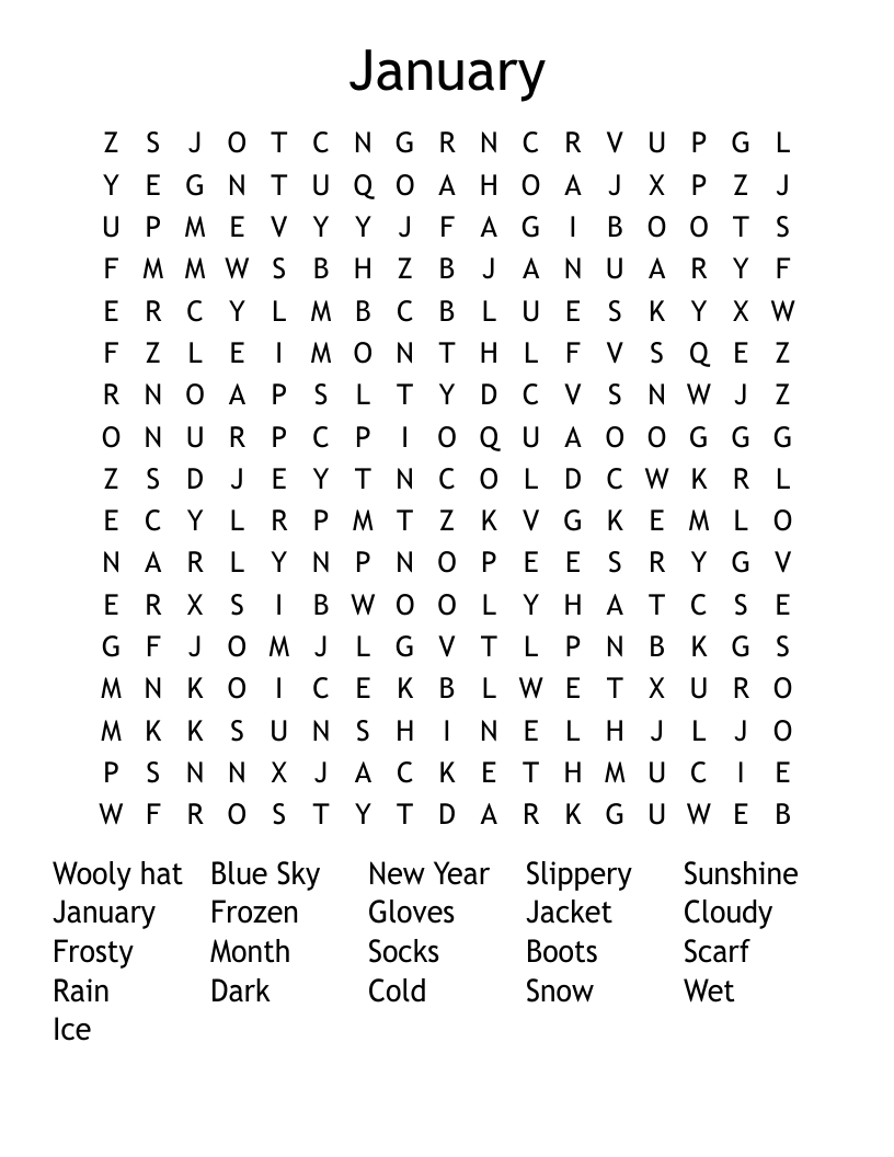 January Word Search