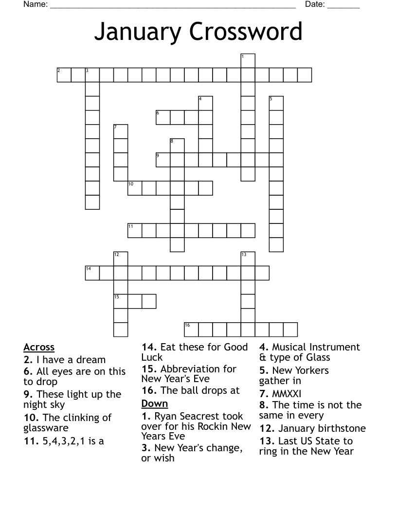 January Crossword