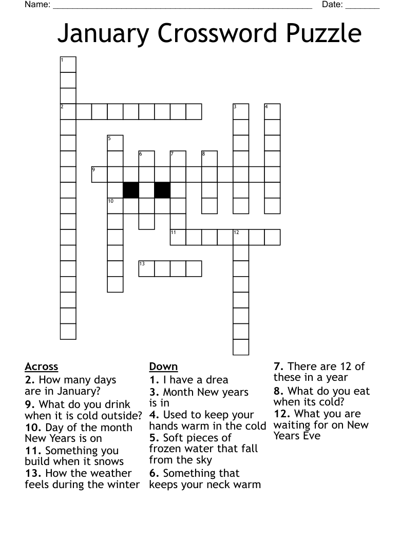 January Crossword Puzzle