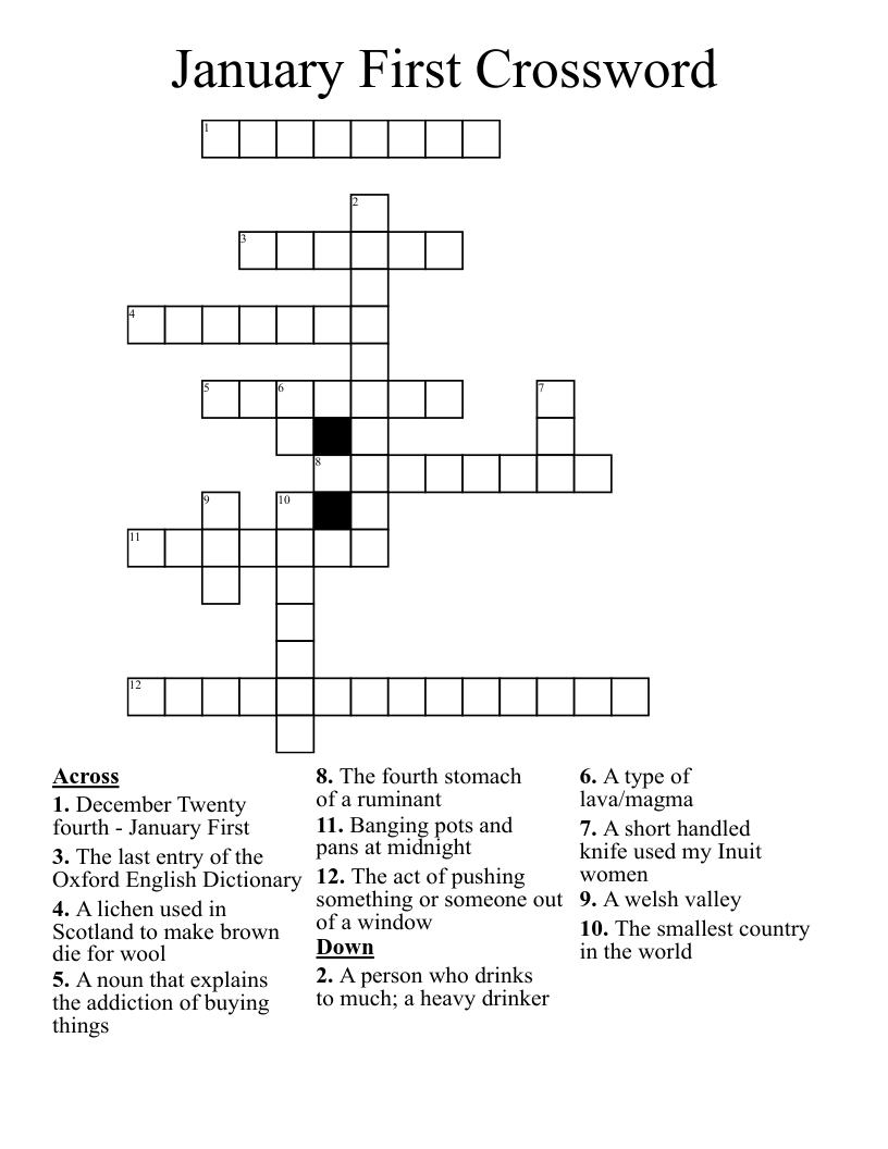 January First Crossword