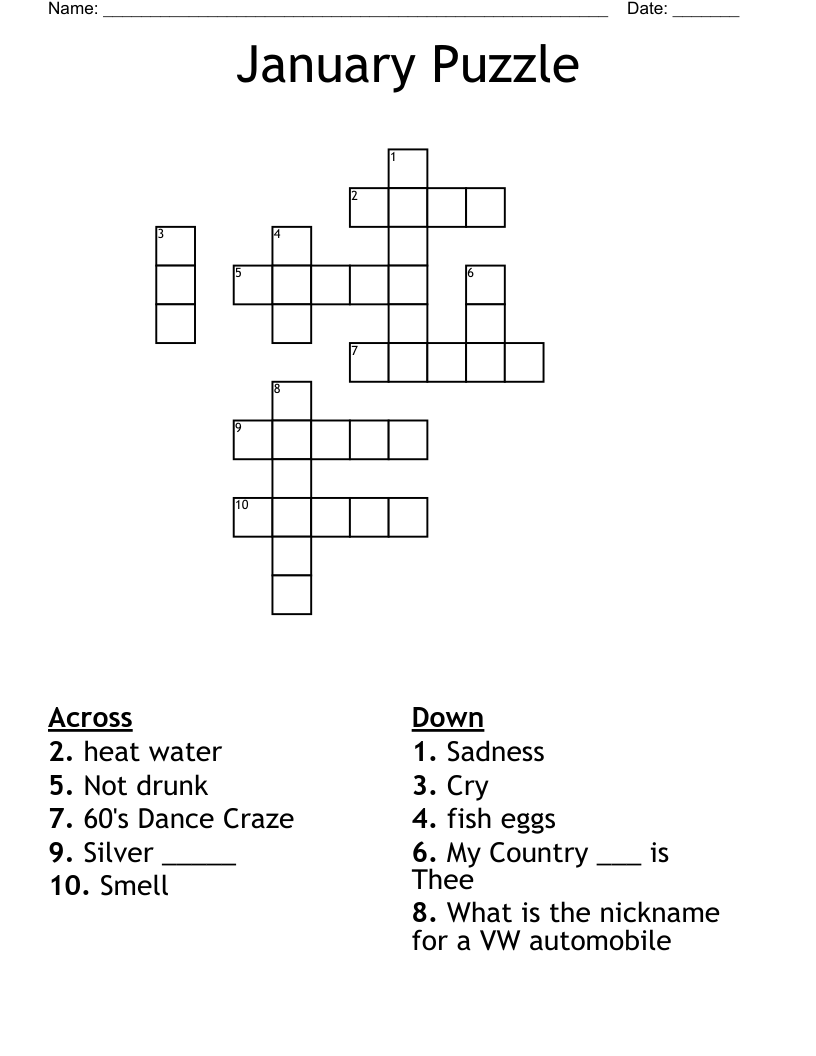 January Puzzle Crossword