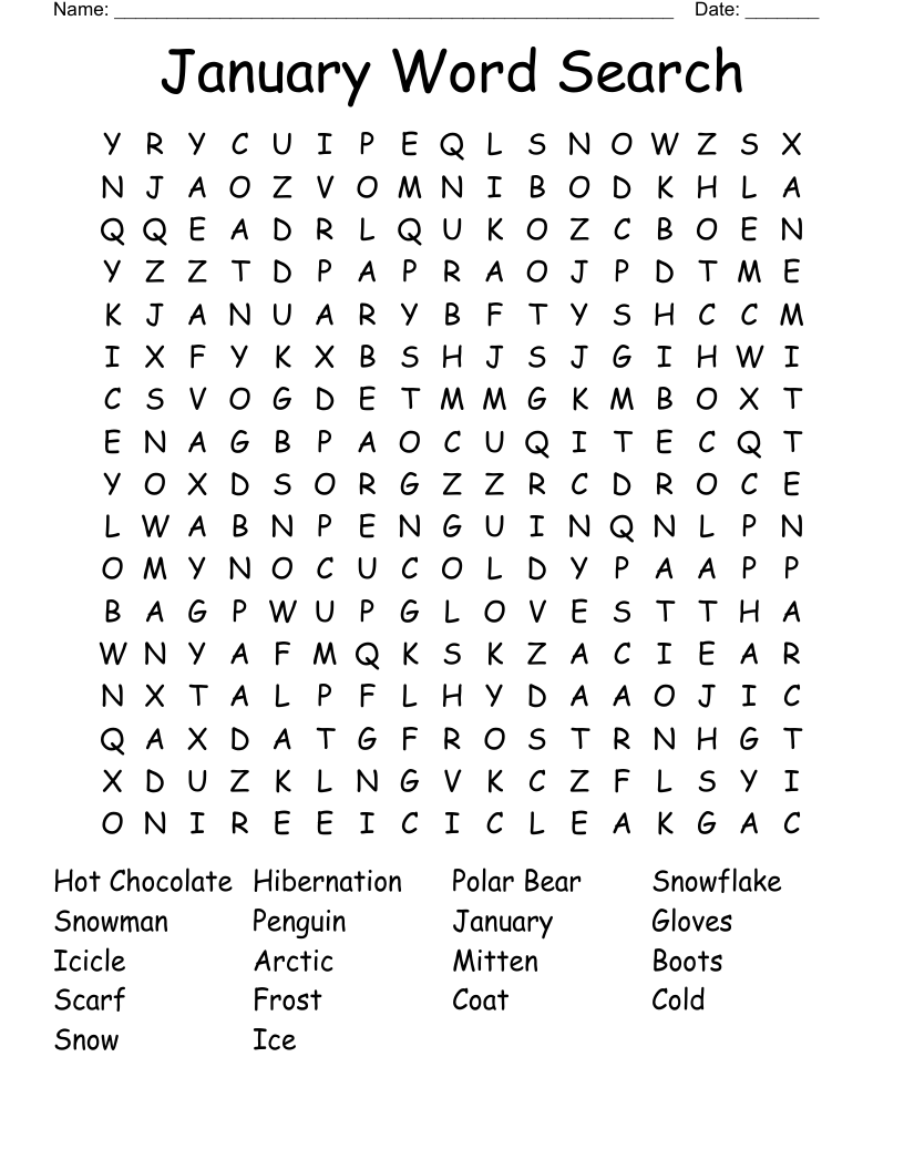 January Word Search