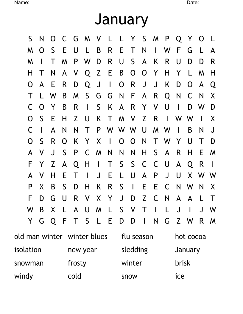 January  Word Search
