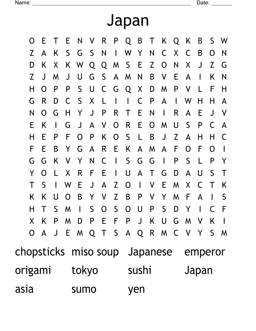Japan Word Search