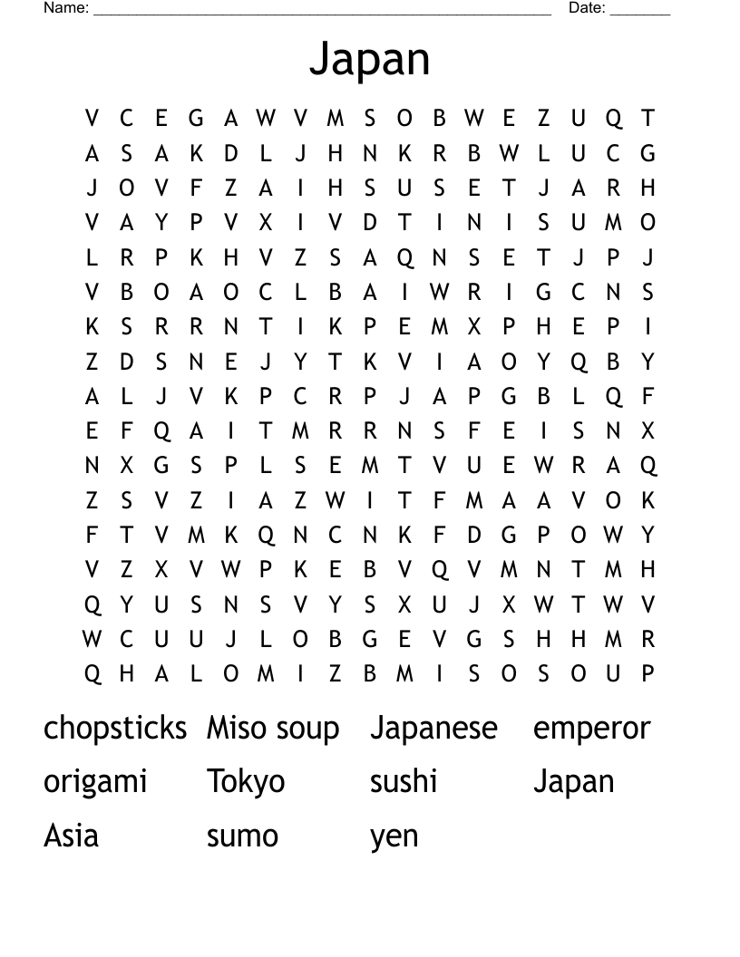 Japan Word Search