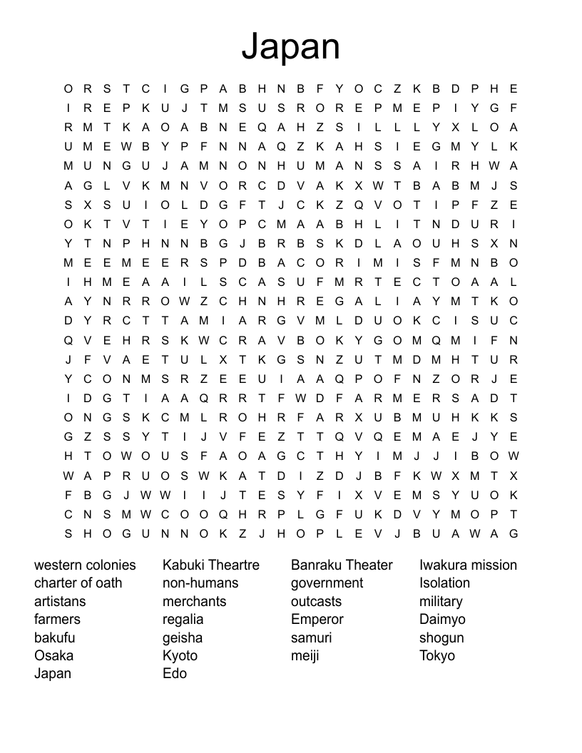 Japan Word Search