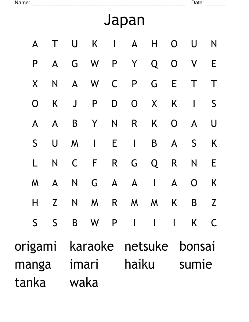 Japan Word Search