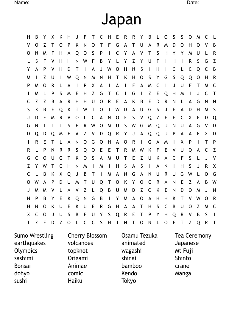Japan Word Search