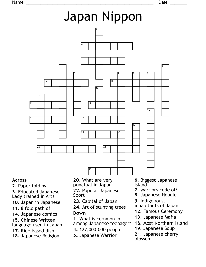 Japan Nippon Crossword