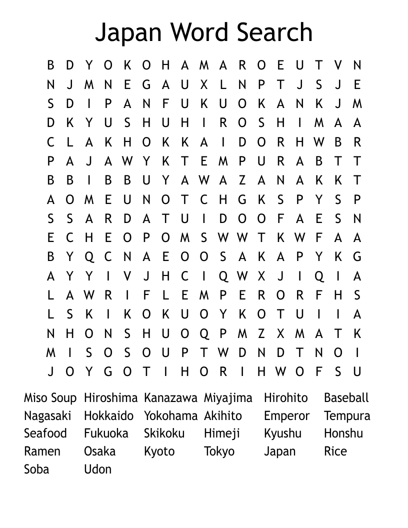 Japan Word Search