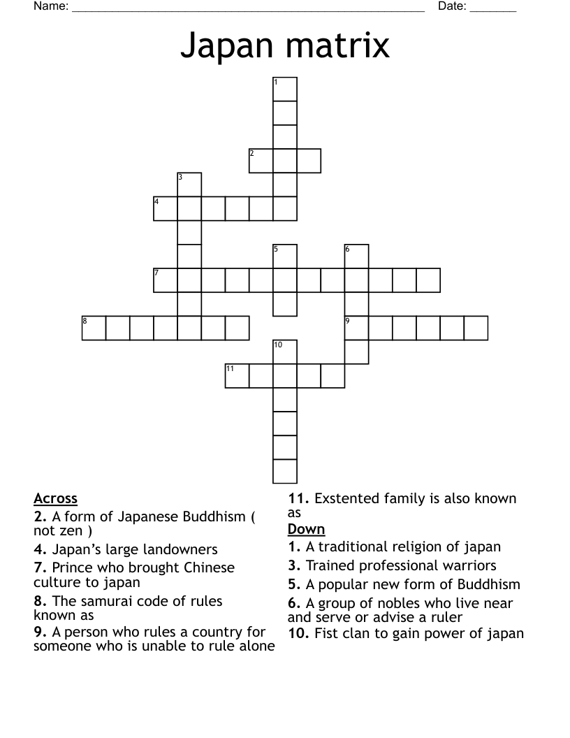 Japan matrix  Crossword