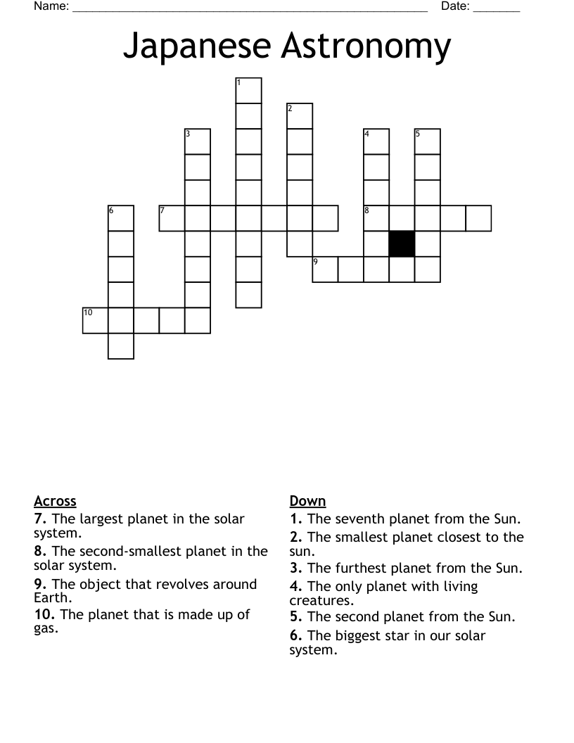 Japanese Astronomy  Crossword