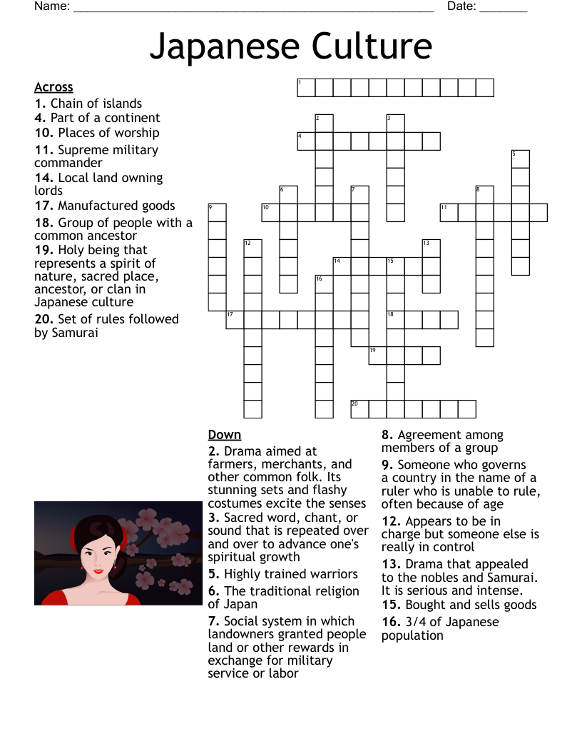 Japanese Culture Crossword