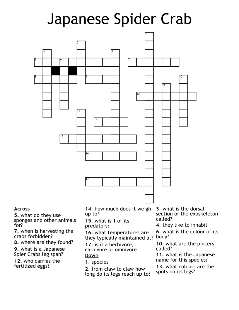 Japanese Spider Crab Crossword
