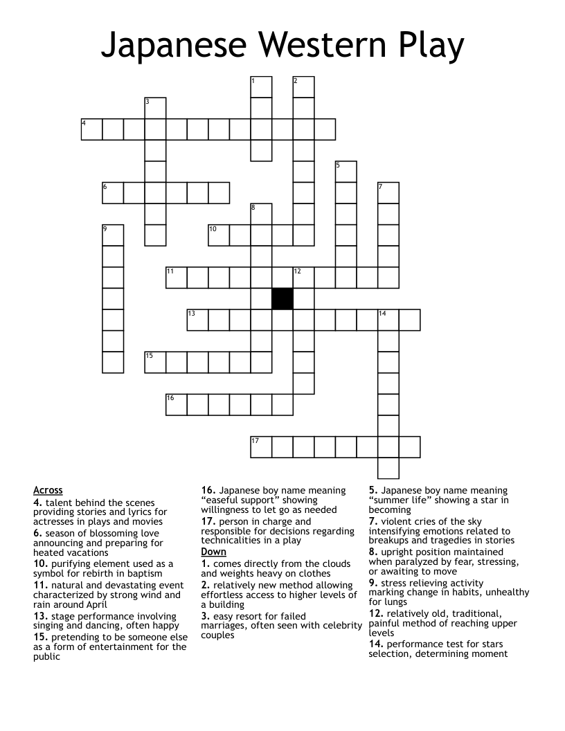 Japanese Western Play Crossword