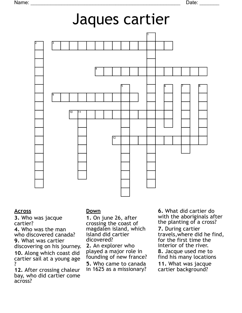 Jaques cartier Crossword