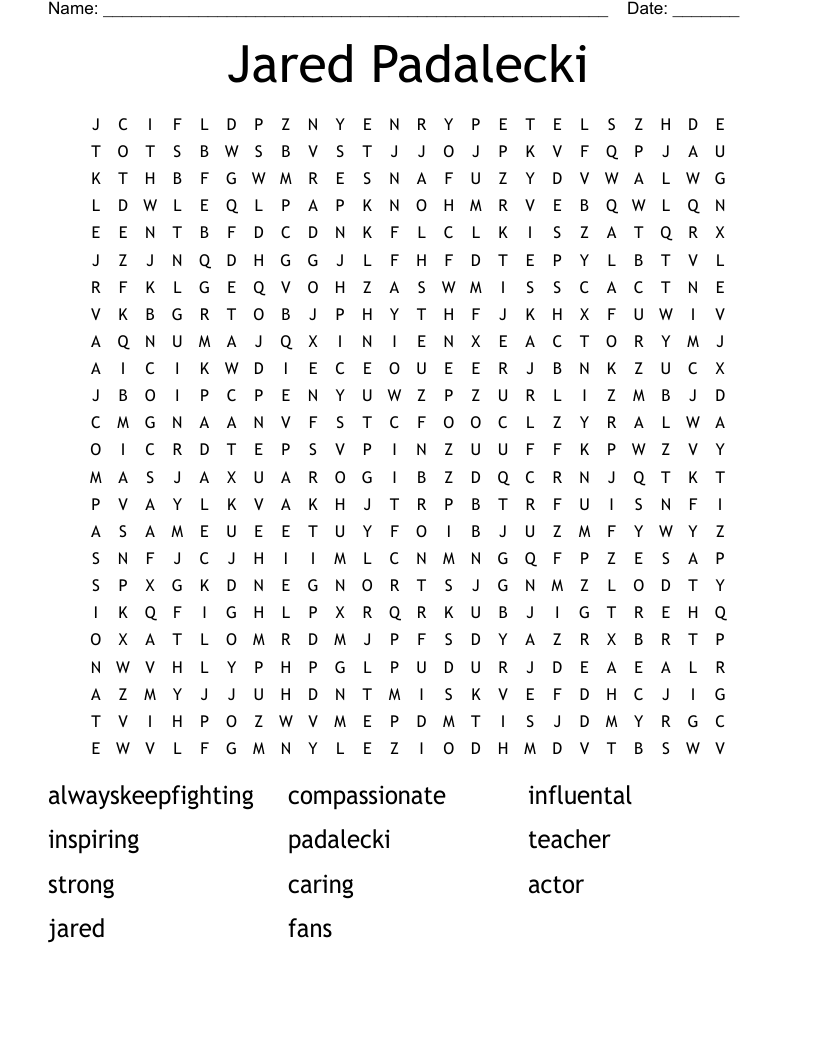 Jared Padalecki Word Search
