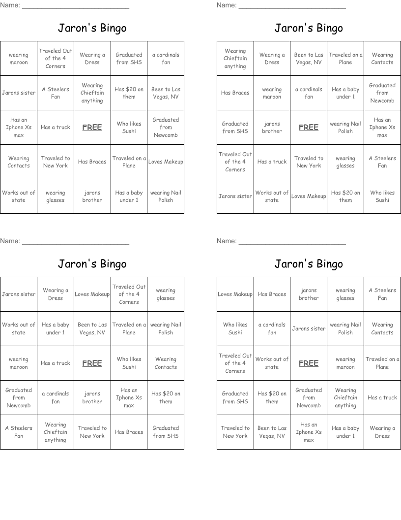 Jaron's Bingo