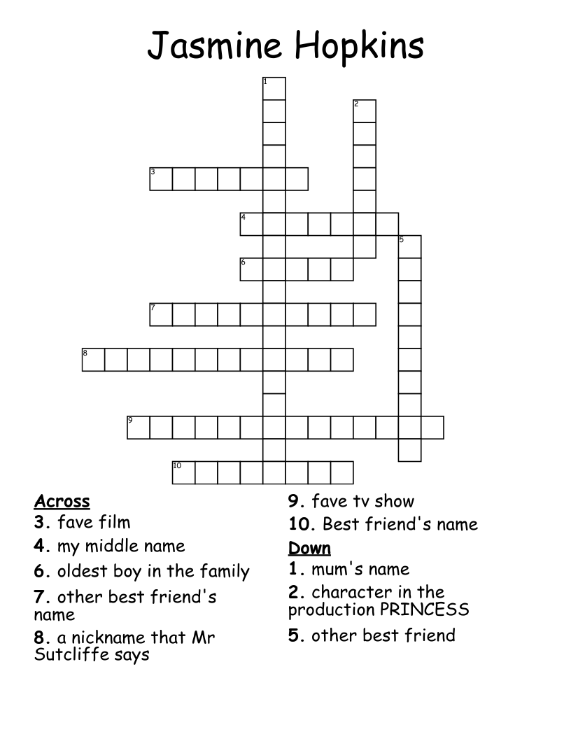 Jasmine Hopkins  Crossword