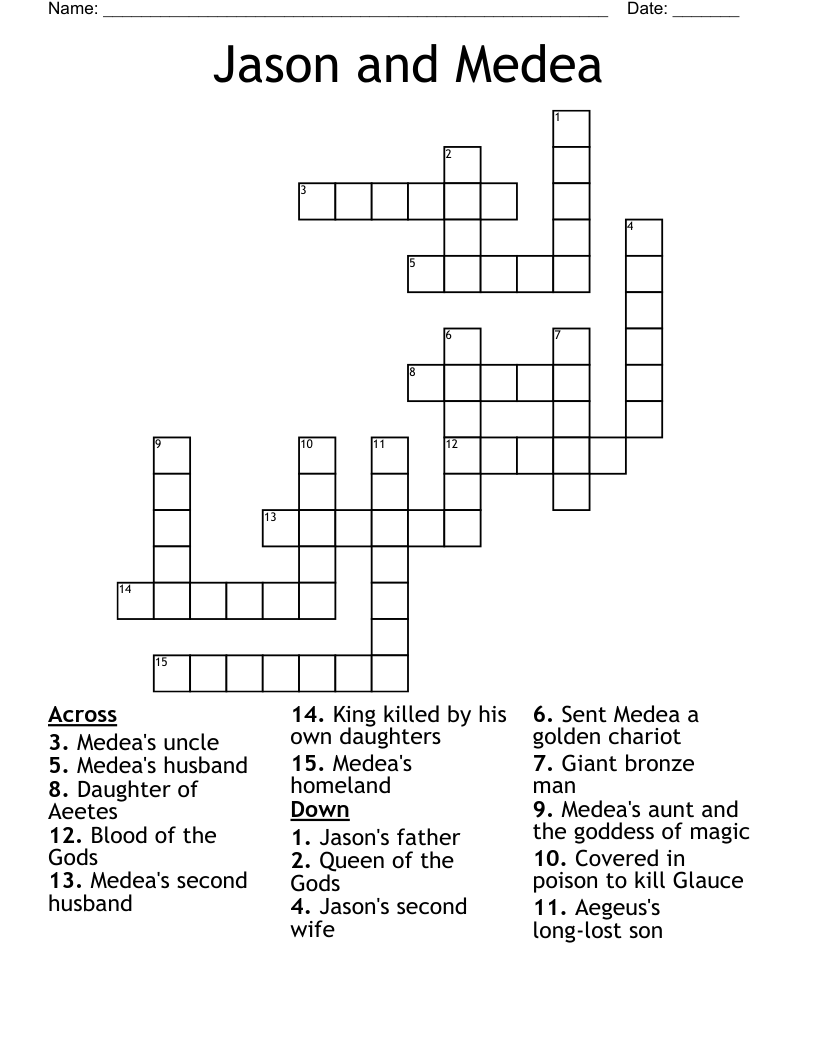 Jason and Medea Crossword
