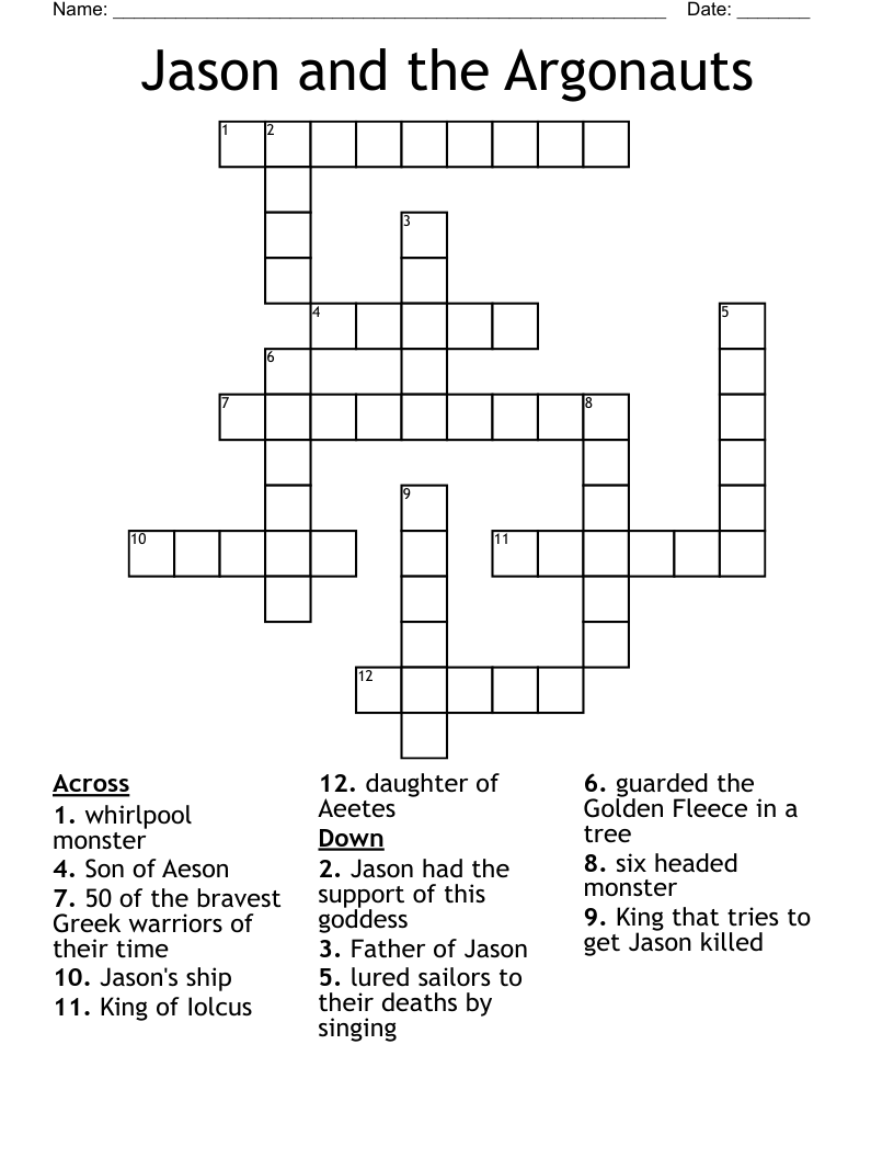 Jason and the Argonauts Crossword