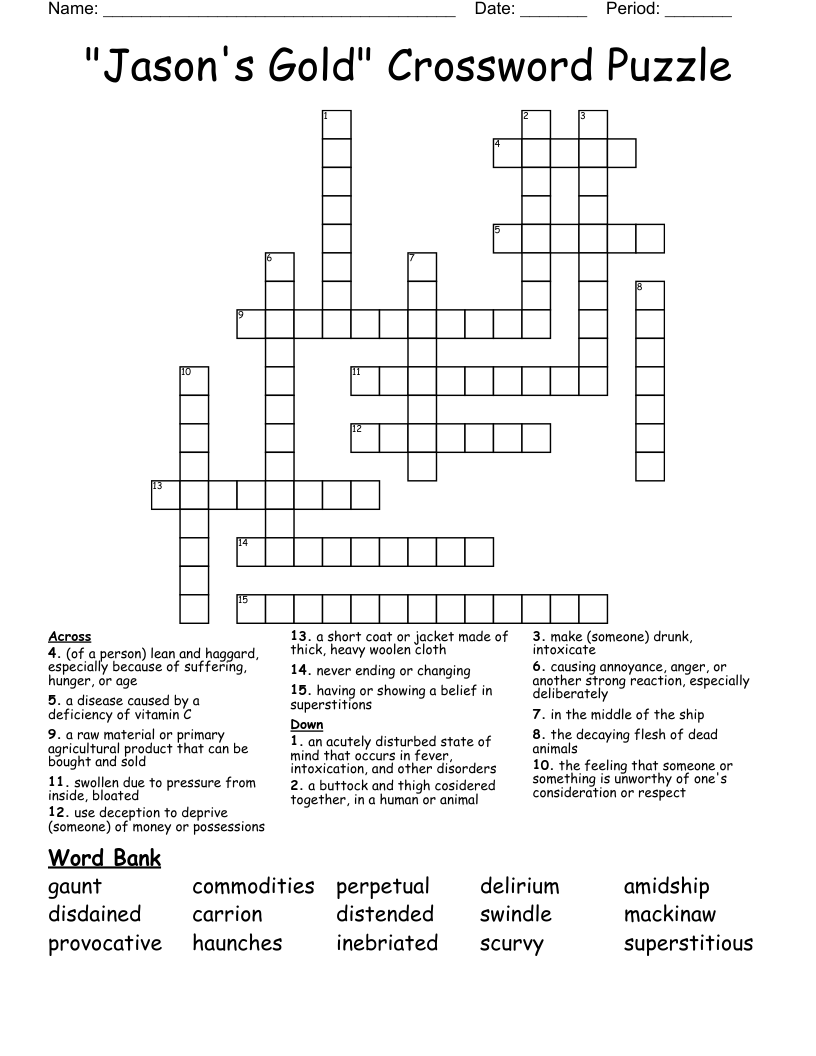 "Jason's Gold" Crossword Puzzle