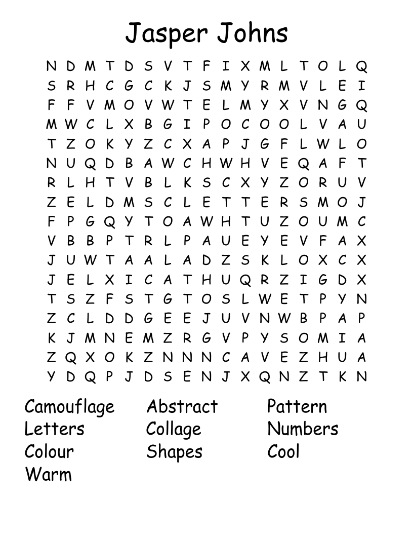 Jasper Johns Word Search