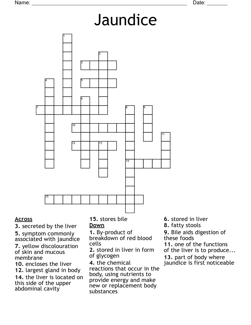 Jaundice Crossword