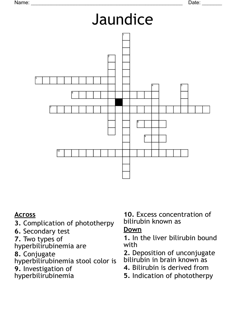 Jaundice Crossword